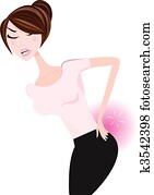 Office woman with backache Office woman with backache