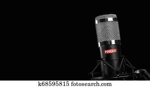 professional microphone isolated on black background. Podcast concept professional microphone isolated on black background. Podcast concept