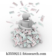 begravd, inn, regninger, -, person, tenker, av, utvei