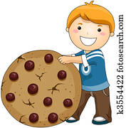 Boy with Chocolate Cip Cookies Boy with Chocolate Cip Cookies