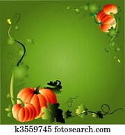 calabaza, y, follaje, marco