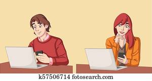 Couple working Couple working