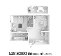 House plan top view - interior design House plan top view - interior design