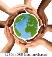 menschliche hände, toprotect, dass, planet