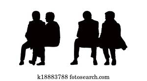 people seated outdoor silhouettes set 10