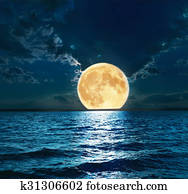 super moon over water