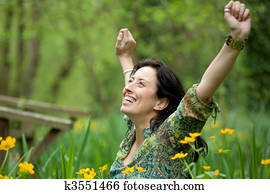woman breathing in nature
