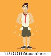 Businessman has no money and moth fly butterfly