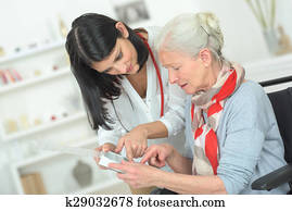donna senior, organizzazione, lei, medicazione
