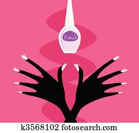 French manicure and hands with nail French manicure and hands with nail