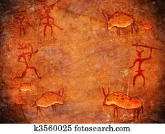 hunters on cave paint digital illustration background hunters on cave paint digital illustration background