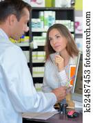 mulher, em, a, farmácia