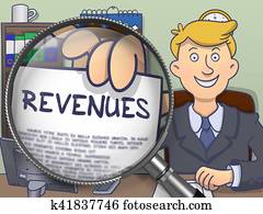 revenues, igennem, magnifier., doodle, style.