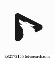 זאב, שחק, לוגו, עצב