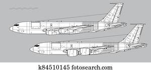Boeing KC-135 Stratotanker. Outline vector drawing Boeing KC-135 Stratotanker. Outline vector drawing