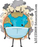 Earth Mascot Mask Air Pollution