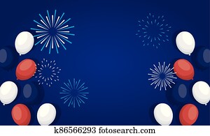 france balloons with fireworks of happy bastille day vector design france balloons with fireworks of happy bastille day vector design