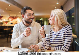 happy couple meeting and drinking tea or coffee happy couple meeting and drinking tea or coffee