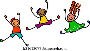 miedoso, saltar, niños