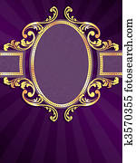 Purple and gold vertical label