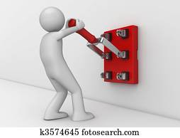 עסק, אוסף, -, חשמלאי, עם, סכין, החלף