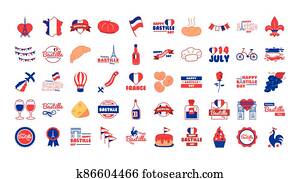 bundle of bastille day icons bundle of bastille day icons