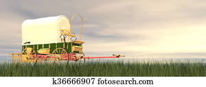 Chuckwagon by sunset - 3D render Chuckwagon by sunset - 3D render
