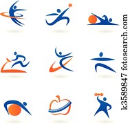 condición física, iconos, -, 2