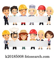 diverso, profesional, presentación, vacío, bandera