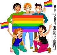 people with rainbow flags