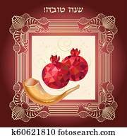 Shana Tova! Happy Jewish New Year Rosh Hashanah greeting card. Shana Tova! Happy Jewish New Year Rosh Hashanah greeting card.