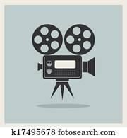 Video Movie Camera on Retro Background Video Movie Camera on Retro Background