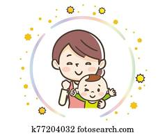 ábra, közül, szülők gyermekek, őrzés, pollen