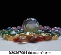 Crystal ball and healing crystals