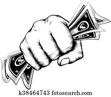 Fist holding money concept Fist holding money concept