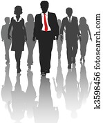 forretning, silhouette, folk, gange, menneskelige ressurser