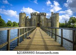 Historic Bodiam Castle and moat in East Sussex
