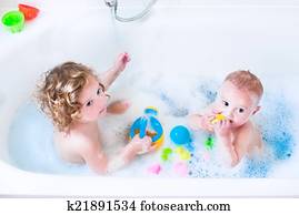 lurar, leka, in, bad