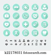 medicīnas students, icons, ielikt, vector