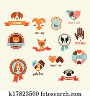 Pets vector icons - cats and dogs elements Pets vector icons - cats and dogs elements