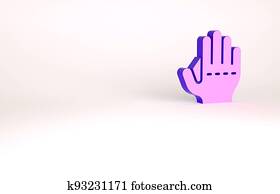 Purple Baseball glove icon isolated on white background. Minimalism concept. 3d illustration 3D render
