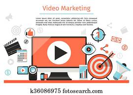 Video marketing. Abstract vector concept background Video marketing. Abstract vector concept background