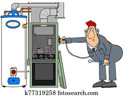 Worker troubleshooting gas appliances Worker troubleshooting gas appliances