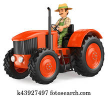 3d, חקלאי, לנהוג, a, טרקטור