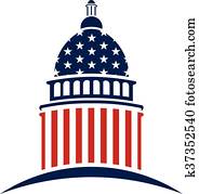 americano, capitol, logo., vetorial, projeto gráfico