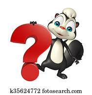 cute Skunk cartoon character with question sign cute Skunk cartoon character with question sign