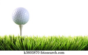 Golf ball with tee in the grass 