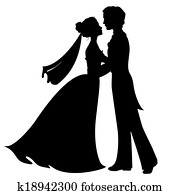 Silhouettes of bride and groom Silhouettes of bride and groom