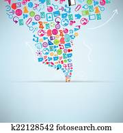 Social network background with media icons Social network background with media icons