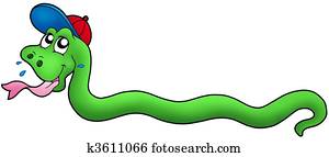 Cartoon snake with baseball cap Cartoon snake with baseball cap